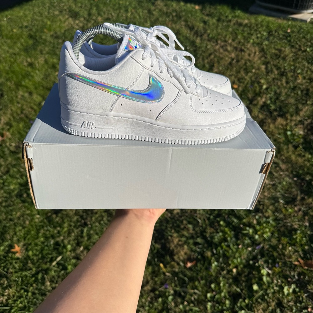 Women’s Nike Air Force 1 ‘07 ESS White Silver Shoes Sneakers CJ1646-100 Size 7.5